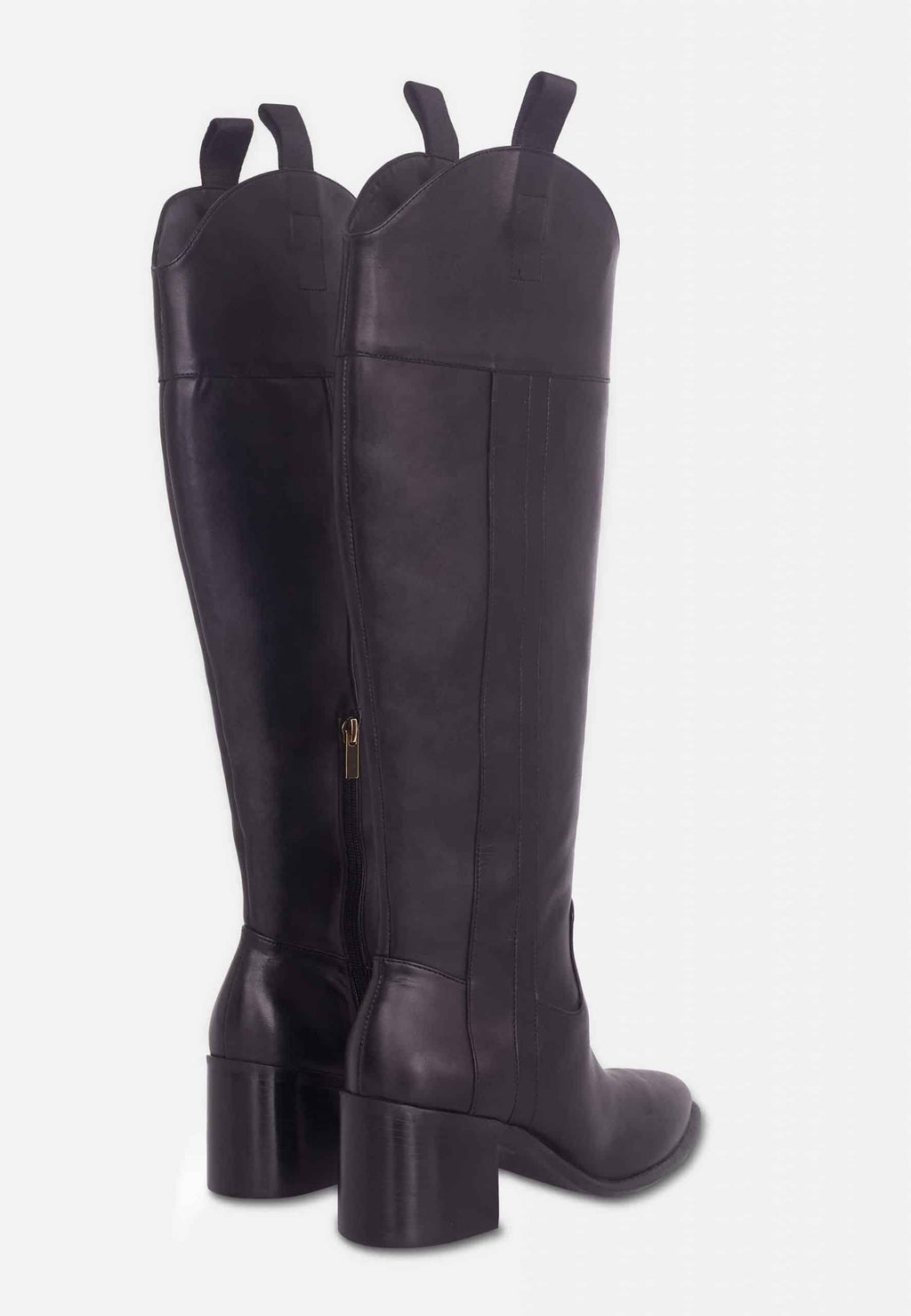 Brown Calf Leather Knee-High Boots – Women’s Block Heel Riding Boots